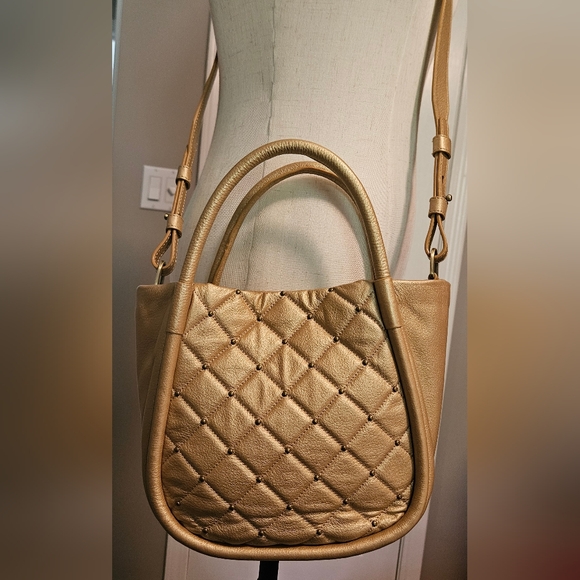 NWT HOBO Margot Satchel/crossbody: Dusty Gold 100% Gen Leather - Picture 7 of 14